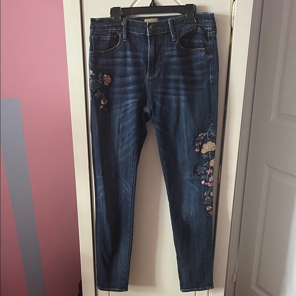 DRIFTWOOD Dark Blue Embroidered Skinny Jeans